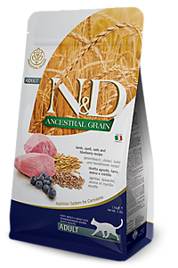 Фармина N&D CAT Low Grain для кошек с ягненком и черникой 1,5кг