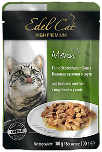 EDEL CAT пауч нежные кусочки в соусе /индейка утка/  -  100 г