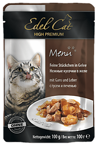 EDEL CAT пауч нежные кусочки в желе /гусь печень/  -  100 г