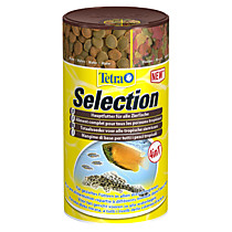 Tetra Selection 250 мл 4 вида основного корма в одной баночке: хлопья, чипсы, гранулы, вафер микс