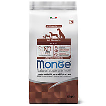Monge Dog Monoprotein корм для собак всех пород ягненок с рисом и картофелем 2,5 кг