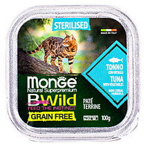 Monge Cat Bwild Grain free беззерновые консервы из тунца с овощами для кошек 100г