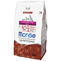 Monge Dog Speciality Extra Small корм для взрослых собак миниатюрных пород ягненок с рисом и картофелем 800г