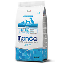 Monge Dog Speciality Light корм для собак всех пород низкокалорийный лосось с рисом 2,5 кг (31330)