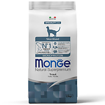 Monge Cat Monoprotein Sterilised Trout корм для стерилизованных кошек с форелью 1,5 кг (31860)