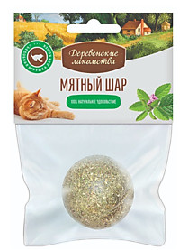 ДЕРЕВЕНСКИЕ ЛАКОМСТВА для кошек МЯТНЫЙ ШАР 1шт