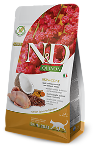 Фармина N&D CAT QUINOA Для кошек перепел и киноа для здоровья кожи и шерсти 300гр
