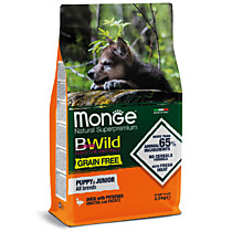 Monge Dog BWild GRAIN FREE беззерновой корм из мяса утки с картофелем для щенков всех пород 2,5 кг