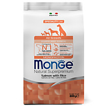 Monge Dog Monoprotein Puppy&Junior корм для щенков всех пород лосось с рисом 800г 