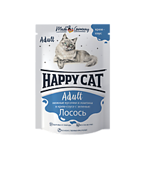 HAPPY CAT Пауч Лосось ломтики в соусе 100г.