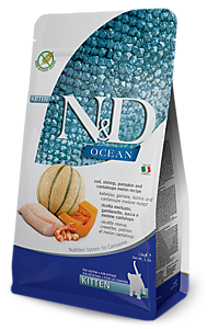 Фармина N&D CAT OCEAN для котят с треской, креветкой, тыквой и дыней 1,5кг