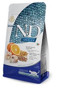 Фармина N&D CAT OCEAN для кошек с треской, спельтой, овсом и апельсином 1,5кг